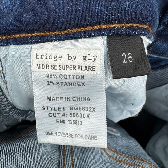 BRIDGE BY GLY Mid Rise Super Flare Y2K Bell Bottom Stretch Jeans Size 26 - Picture 6 of 6